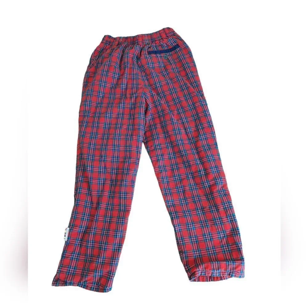 Gymboree vintage rainbow tag red plaid fleece‎ lined pants